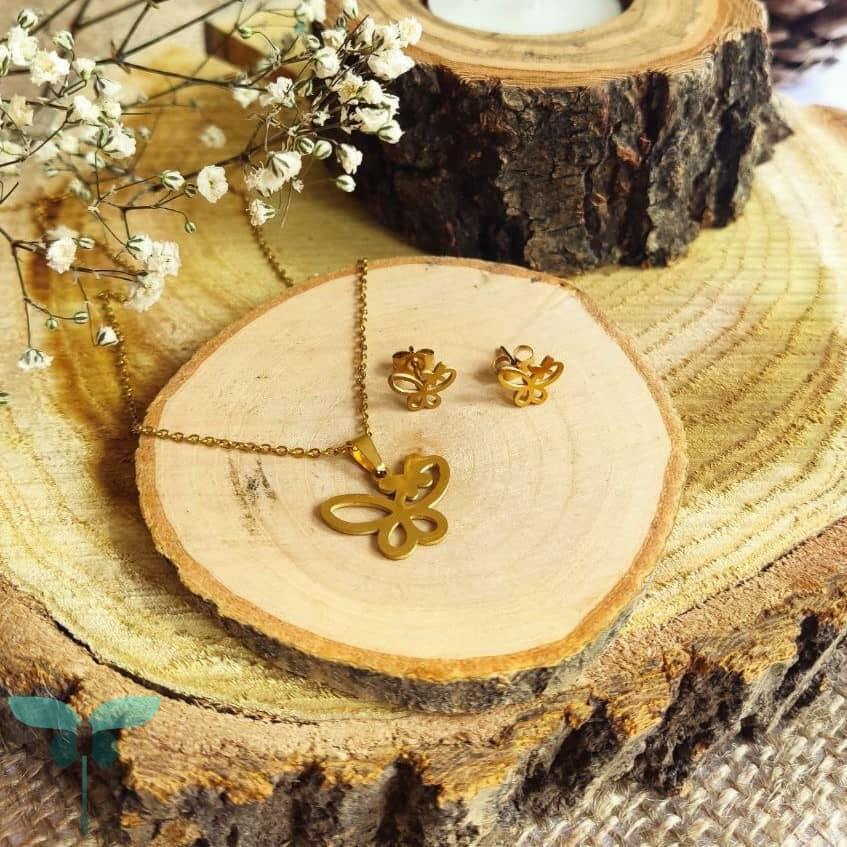  گردنبند استیل رنگ ثابت پروانه ای مناسب هدیه 